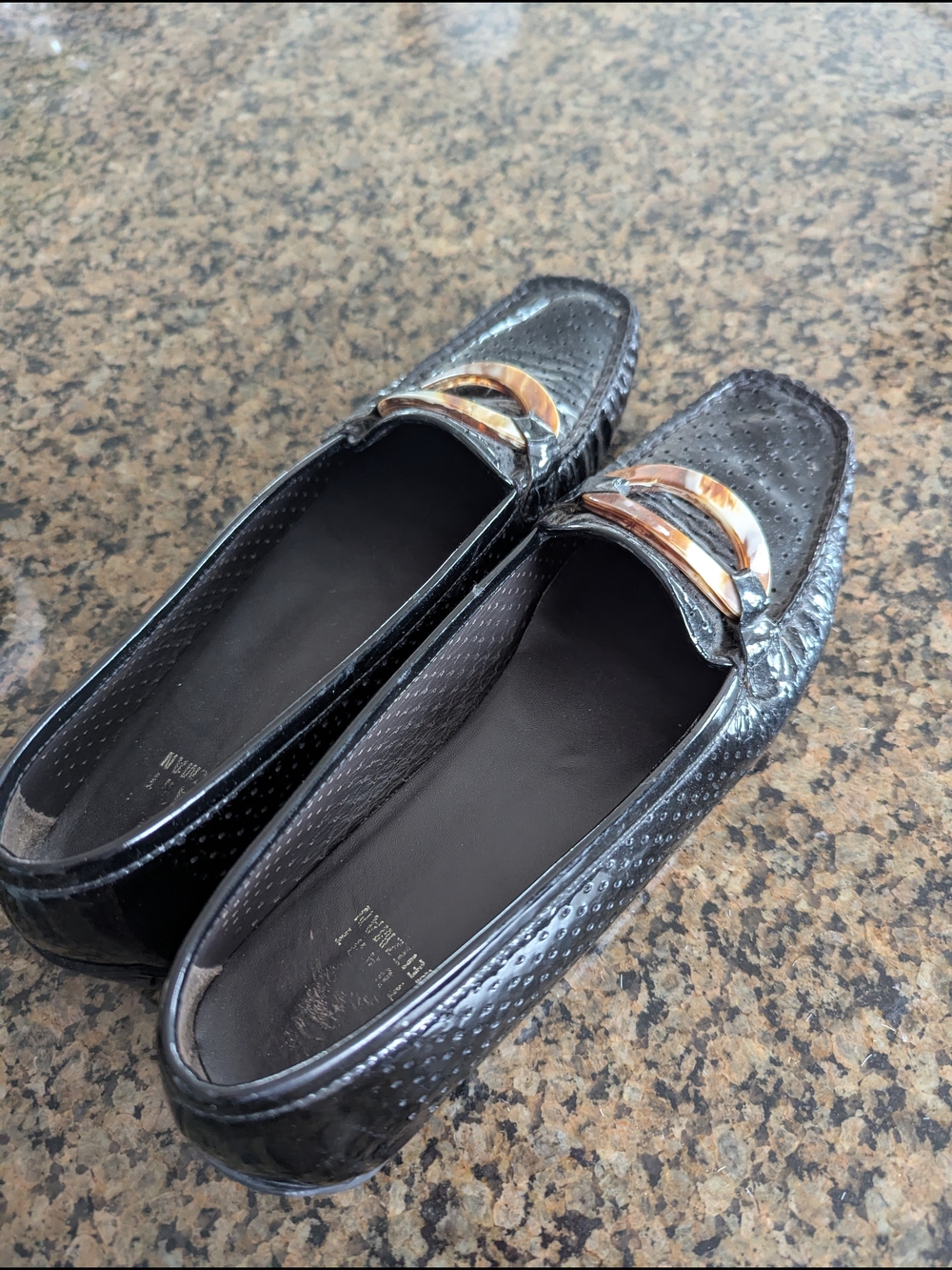 Stuart Weitzman Black Loafers with Tortoiseshell Accent